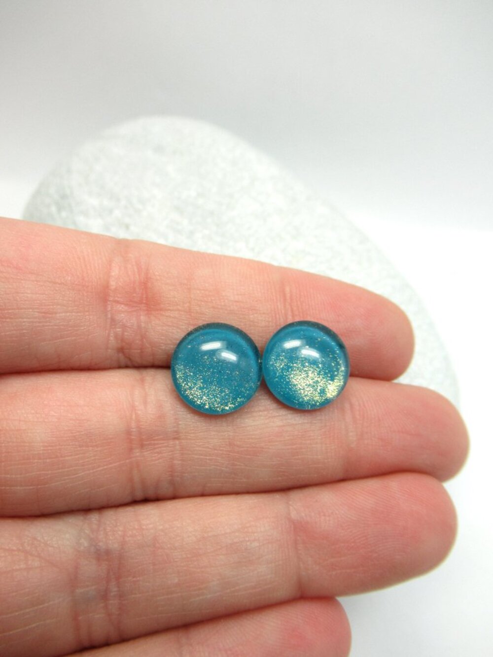 Handmade cabochon post earrings